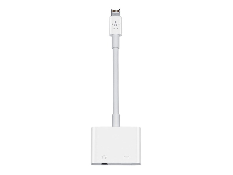 Belkin Adaptador Rockstar para Audio y Carga con Salida Lightning (Blanco)