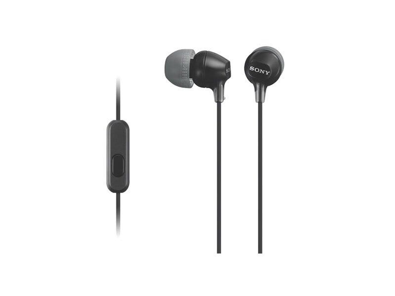 Audífonos Sony MDREX15AP In-Ear Alámbricos con Micrófono y Control Remoto de Un Botón (Negro)