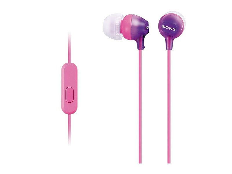 Audífonos Sony MDREX15AP In-Ear Alámbricos con Micrófono y Control Remoto de Un Botón (Violeta)