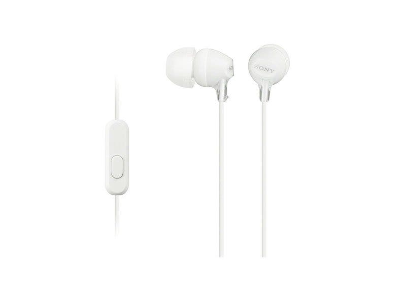 Audífonos Sony MDREX15AP In-Ear Alámbricos con Micrófono y Control Remoto de Un Botón (Blanco)